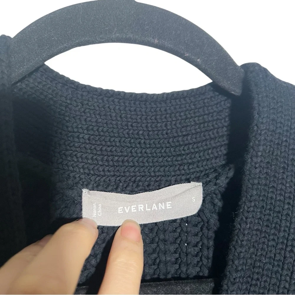 Everlane Black The Texture Cotton Chunky Rib Knit Cardigan Small - Picture 5 of 8